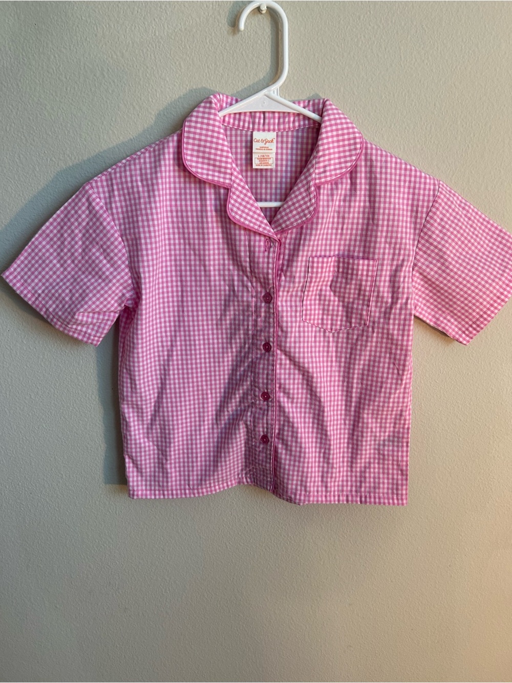 Cat & Jack Pink Gingham Button-Down Kids Shirt